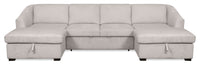  Sofa-lit sectionnel Envy 3 pièces en tissu de chenille avec 2 fauteuils longs de rangement - gris brouillard