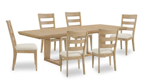 Ensemble de salle à manger Aspen 7 pièces avec table à rallonge, 80 po à 104 po et 6 chaises en tissu - naturel