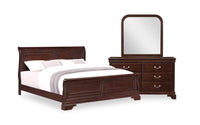  Marco 5pc Bedroom Set with Bed, Dresser & Mirror, Cherry Brown - King Size