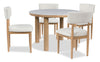 Ensemble de salle à manger Jolie 5 pièces en mélamine avec table ronde de 45 po (L), dessus en imitation de marbre et 4 chaises - blanc et chêne brun