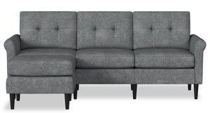 Sofa modulaire BLOK de Scott Living de 88,97 po en tissu gris acier avec fauteuil long, accoudoirs enroulés et coussins réversibles