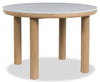 Table de salle à manger ronde Jolie de 45 po (L) avec dessus en imitation de marbre et mélamine - blanche et chêne brun