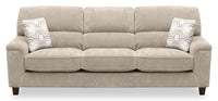  Sofa Lyric de 88,1 po en tissu de chenille taupe avec coussins de siège réversibles, coussins décoratifs et pattes en bois