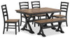 Ensemble de salle à manger Raven 6 pièces avec table à rallonge, 60 po à 78 po (L), banc et 4 chaises - deux teintes, noir et brun