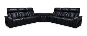 Sofa sectionnel à inclinaison électrique Zen 3 pièces en similicuir avec massage et 2 consoles rabattables - noir