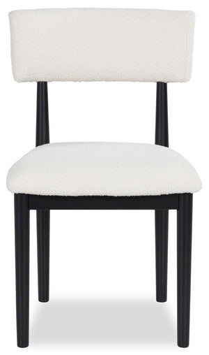 Chaise de salle à manger Jolie en tissu bouclé - blanche et noire