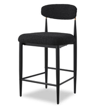  Tabouret Capri de Kort & Co. de hauteur comptoir en métal avec tissu bouclé et touches dorées - noir