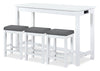 Table de salon moderne Noah de 60 po avec 3 tabourets de hauteur comptoir et ports USB - blanche