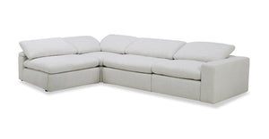 Sofa sectionnel modulaire Sky 4 pièces en tissu avec fauteuil à inclinaison électrique et coussins en plumes et duvet - blé Nathan