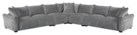  Sofa sectionnel Reflect 5 pièces en tissu de chenille gris avec coussins de dossier réversibles et pattes en bois