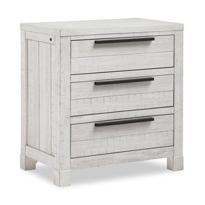 Table de nuit Haven de 26 po (L) x 28 po (H) à 3 tiroirs avec port USB - blanche