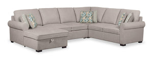 Sofa-lit sectionnel de gauche Haven 4 pièces en chenille - gris 