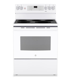 Cuisinière électrique amovible GE de 5 pi3 à convection avec friture à air sans préchauffage - blanche - JCB840DVWW