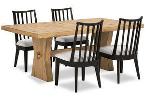 Ensemble de salle à manger Shaw 5 pièces avec table de 78 po (L), base à tréteaux et 4 chaises - naturel