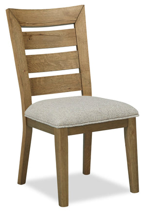 Chaise de salle à manger Logan en tissu de polyester avec dossier en échelle - chêne naturel