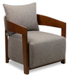 Fauteuil d'appoint Amor 28,54 po en tissu gris avec accoudoirs et pattes en bois