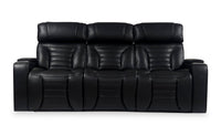  Sofa de massage à inclinaison électrique Zen de 86 po en similicuir noir avec appuie-têtes électriques et console rabattable