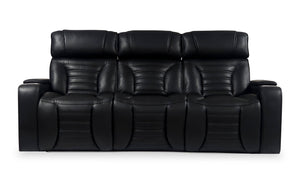 Sofa de massage à inclinaison électrique Zen de 86 po en similicuir noir avec appuie-têtes électriques et console rabattable