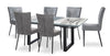 Ensemble de salle à manger Ezra 7 pièces avec table qui s’allonge de 63 po à 79 po (L) et 6 chaises - imitation de marbre blanc et gris