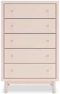  Commode verticale Lola de 31,69 po (L) x 52,5 po (H) à 5 tiroirs pour la chambre à coucher - rose tendre