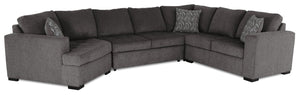 Sofa-lit sectionnel de gauche Legend 4 pièces en chenille avec fauteuil enveloppant - étain