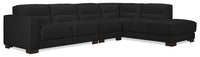  Sofa sectionnel de droite Citadel 3 pièces en cuir véritable de qualité supérieure avec pattes en hévéa - noir