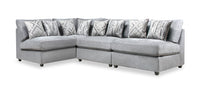  Sofa sectionnel modulaire Evolve de Scott Living 4 pièces en tissu d'apparence lin gris avec coussins de siège en plumes et en duvet