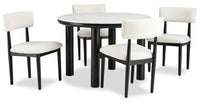  Ensemble de salle à manger Jolie 5 pièces en mélamine avec table ronde de 45 po (L), dessus en imitation de marbre et 4 chaises - blanc et noir