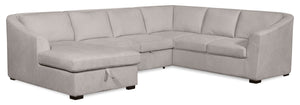 Sofa-lit sectionnel de gauche Envy 3 pièces en tissu de chenille avec fauteuil long de rangement - gris brouillard