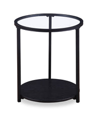  Table de bout moderne Kendal ronde de 20 po avec dessus en verre - noire