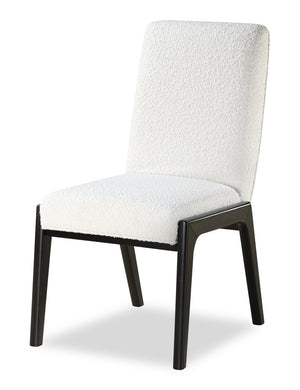 Chaise de salle à manger Alma en tissu bouclé - anthracite noir et blanche