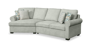 Sofa sectionnel enveloppant de gauche Haven de Scott Living 2 pièces en tissu de chenille - bleu écume de mer 