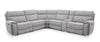 Sofa sectionnel à inclinaison électrique Newport de Cindy Crawford Home 6 pièces en suédine grise avec appuie-têtes  électriques et port USB