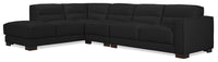  Sofa sectionnel de gauche Citadel 3 pièces en cuir véritable de qualité supérieure avec pattes en hévéa - noir