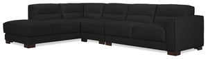 Sofa sectionnel de gauche Citadel 3 pièces en cuir véritable de qualité supérieure avec pattes en hévéa - noir