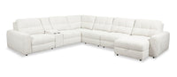  Sofa sectionnel modulaire de droite Elevate de Scott Living 7 pièces en tissu en chenille beige avec inclinaison électrique