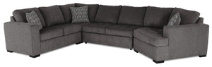 Sofa-lit sectionnel de droite Legend 4 pièces en chenille avec fauteuil enveloppant - étain