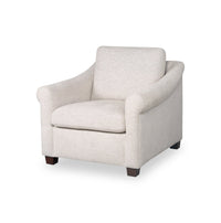  Fauteuil Mallie de 36 po en tissu de chenille blanc coquillage avec accoudoirs enroulés et pattes en bois