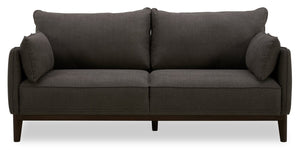 Sofa Gena de Cindy Crawford Home de 78,7 po de format condo en tissu d’apparence lin avec coussins de dossier amovibles - gris anthracite