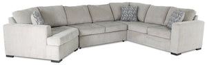Sofa-lit sectionnel de gauche Legend 3 pièces en chenille avec fauteuil enveloppant - platine 