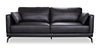 Sofa Melrose de 84,5 po en cuir véritable de qualité supérieure noir avec coussins de dossier réversibles et pattes en métal