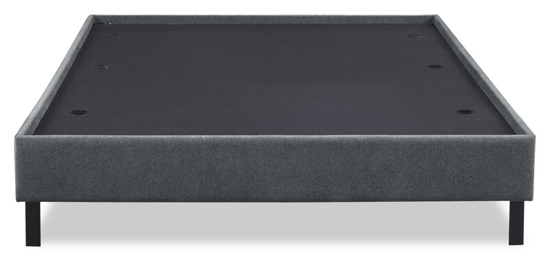 Lit plateforme rembourré Amos anthracite avec tête de lit capitonnée - format lit double