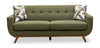 Sofa Freeman de Kort & Co. de format condo de 80 po en tissu d’apparence lin vert avocat avec base et pattes en bois