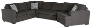 Sofa-lit sectionnel de droite Legend 3 pièces en chenille avec fauteuil enveloppant - étain