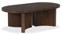  Table à café Barlow de 52 po de style moderne du milieu du 20e siècle en bois massif - brune