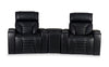 Sofa sectionnel de massage à inclinaison électrique Zen 3 pièces de style cinéma maison en similicuir noir avec console de rangement