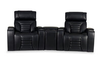  Sofa sectionnel de massage à inclinaison électrique Zen 3 pièces de style cinéma maison en similicuir noir avec console de rangement