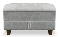  Pouf Lyric de 35,8 po en tissu de chenille gris avec rangement et pattes en bois