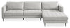 Sofa sectionnel de droite Metro 2 pièces en tissu avec fauteuil long et coussins de siège capitonnés - neutre