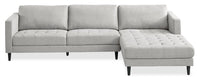  Sofa sectionnel de droite Metro 2 pièces en tissu avec fauteuil long et coussins de siège capitonnés - neutre